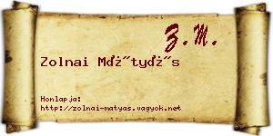 Zolnai Mátyás névjegykártya